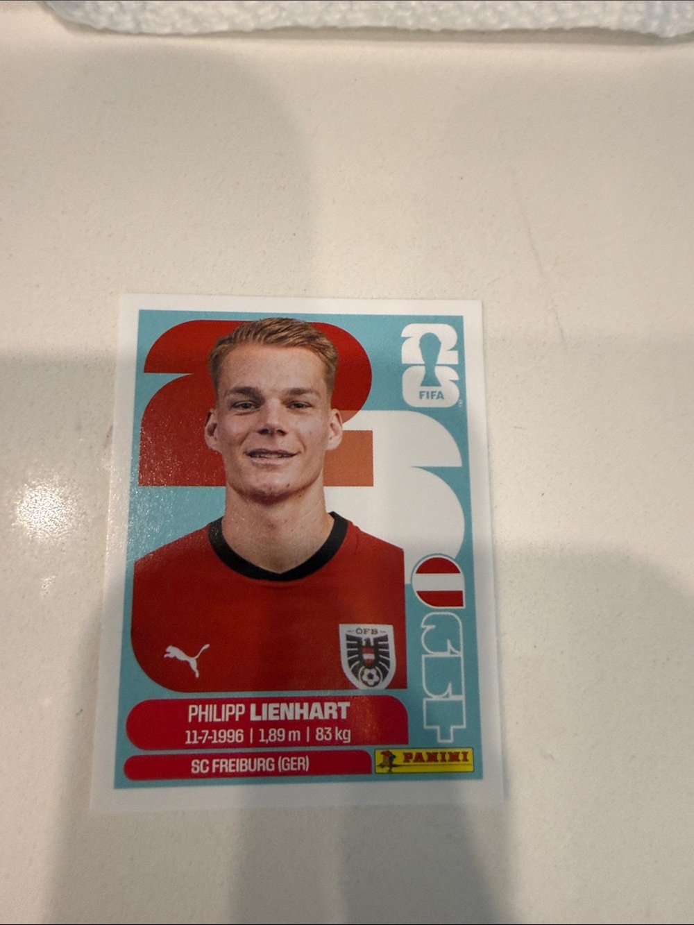 Panini Philipp Lienhart Card - Red and Light Blue